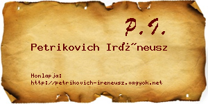Petrikovich Iréneusz névjegykártya